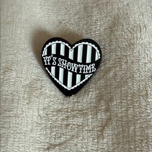Heart Pin"It's Showtime" - Black & White